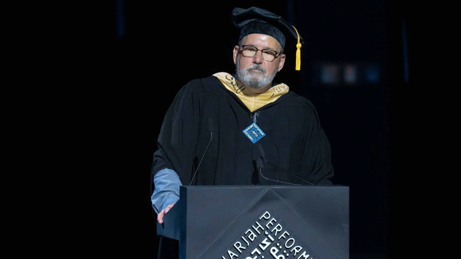 Professor Peter Barlow addressing graduates